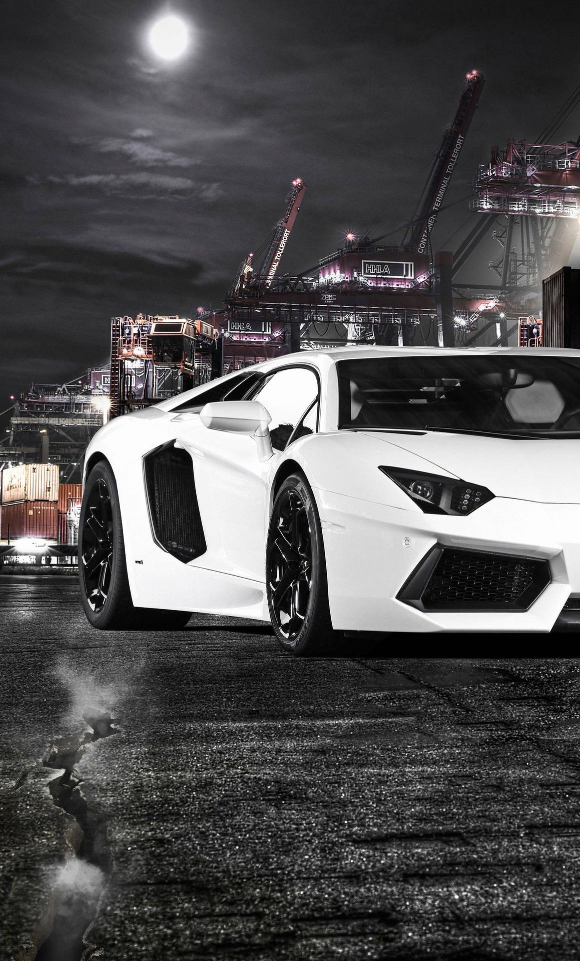 Luxurious Lifestyle - White Lamborghini Paired With An Iphone Background