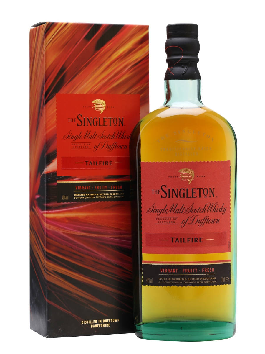 Luxurious Singleton Tailfire Red Whisky Bottle Background