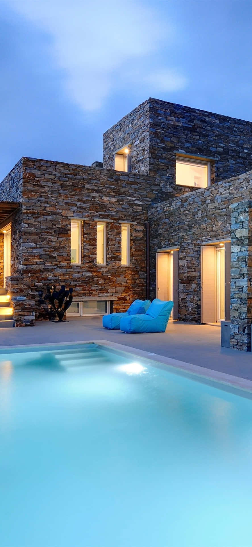 Luxurious Stone Brick House Exterior Background