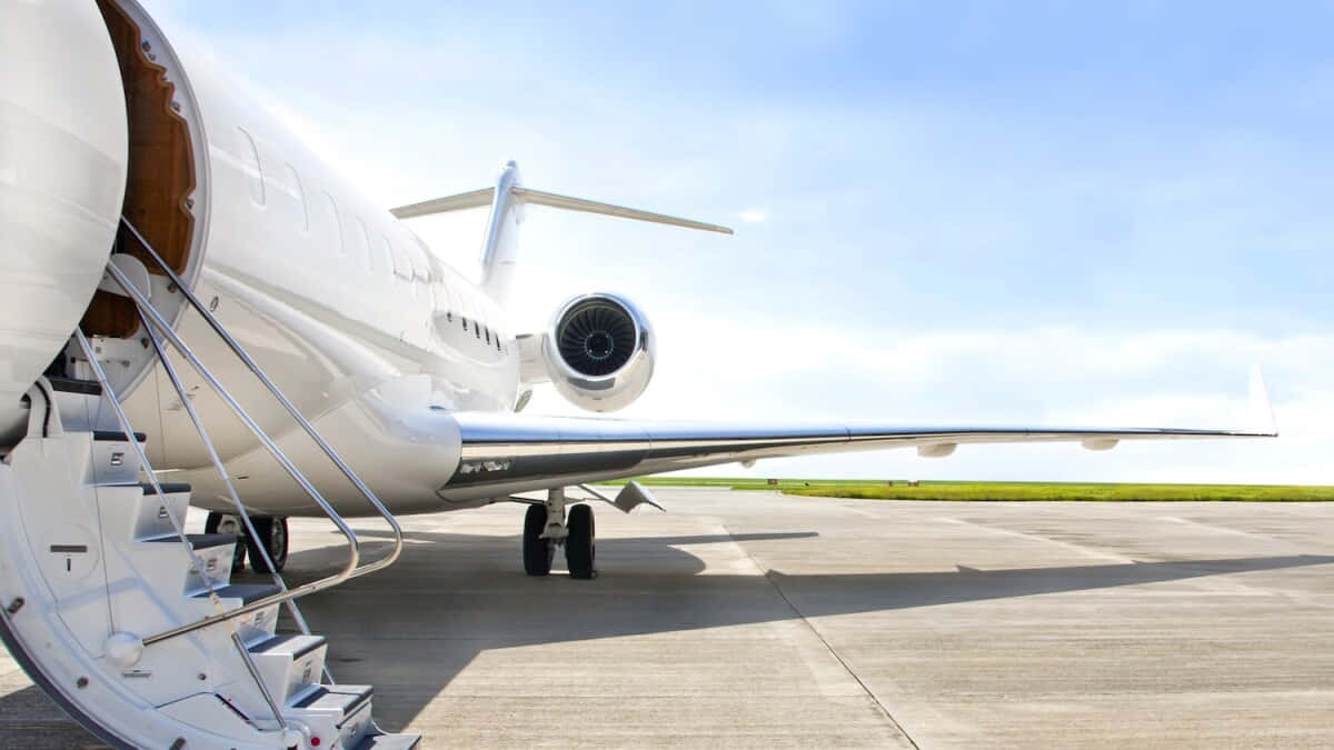 Luxury Awaits - Private Jet Entrance Background