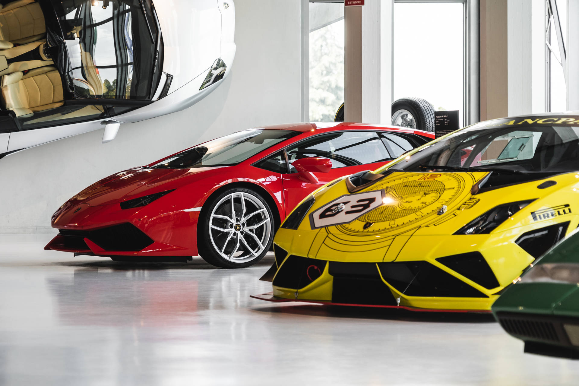 Luxury Car Museum Lamborghini Set Background