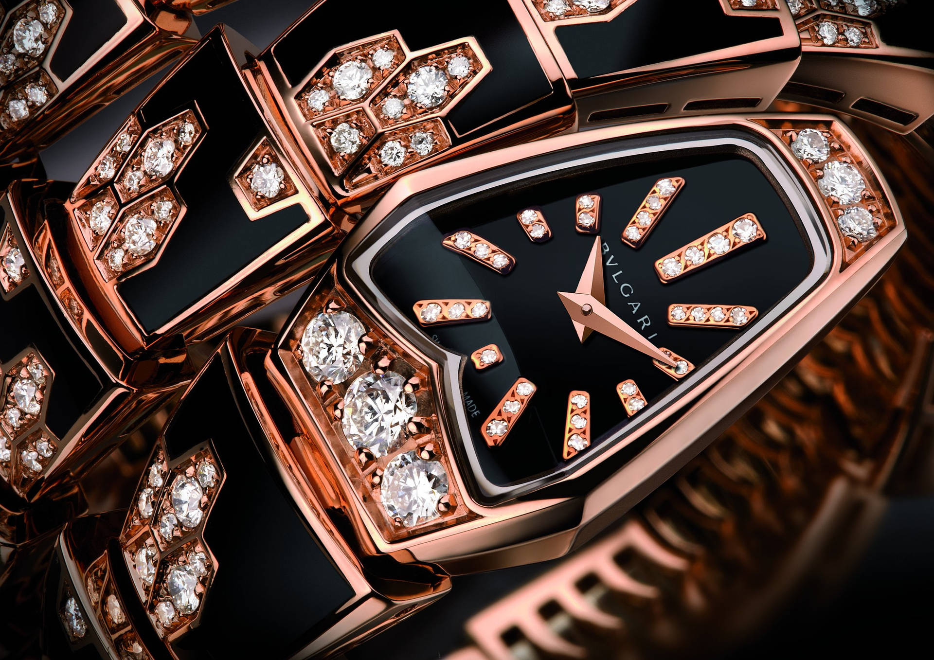 Luxury Elegance Defined - Bvlgari Bedazzled Watch Background