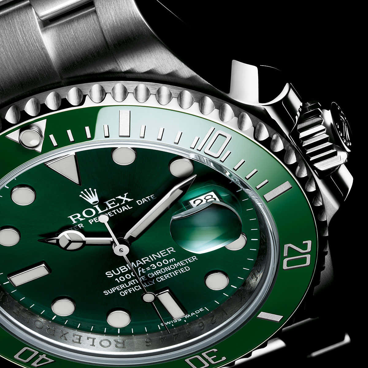 Luxury Green Dial Watch Closeup Background
