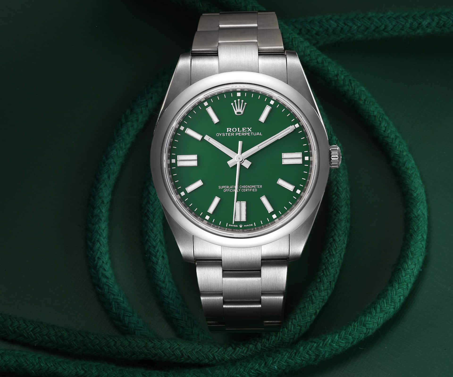 Luxury Green Dial Watchon Rope Background