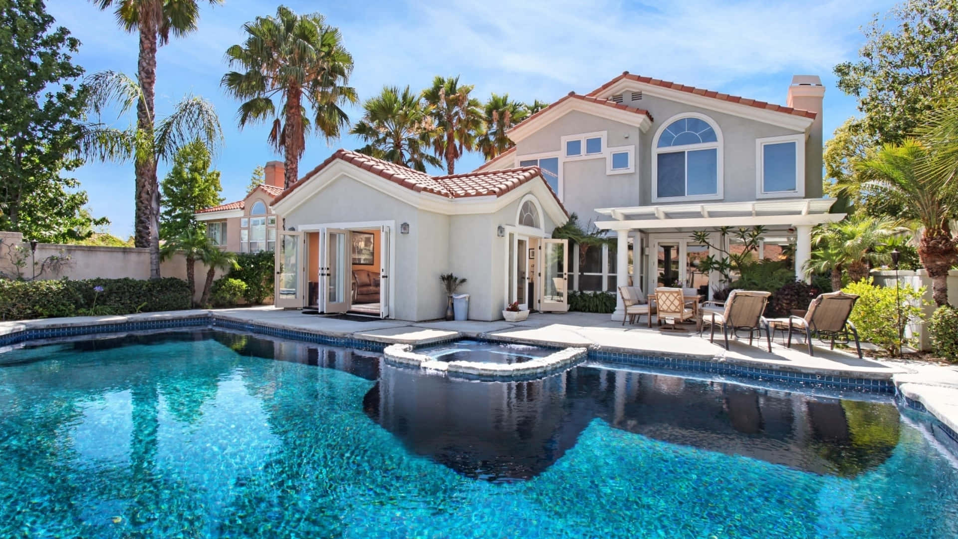 Luxury House With Terracotta Roof Background