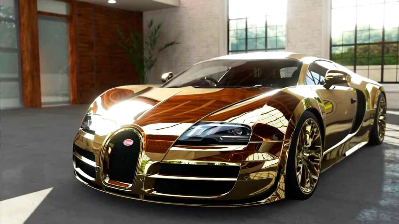 Luxury On Wheels | Gold Bugatti Veyron Background