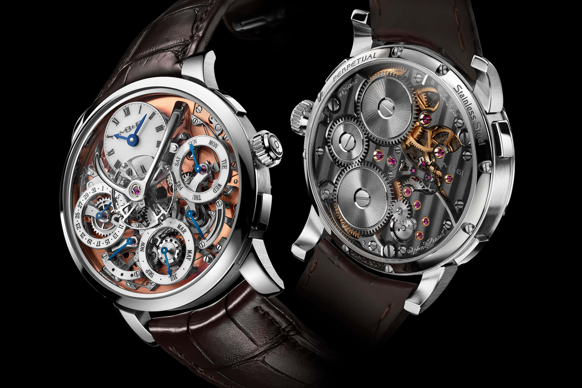 Luxury Skeleton Watch Exposed Mechanism Background