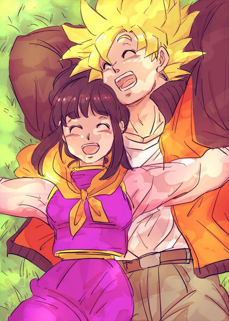 Lying Goku And Chichi Fan Art Background