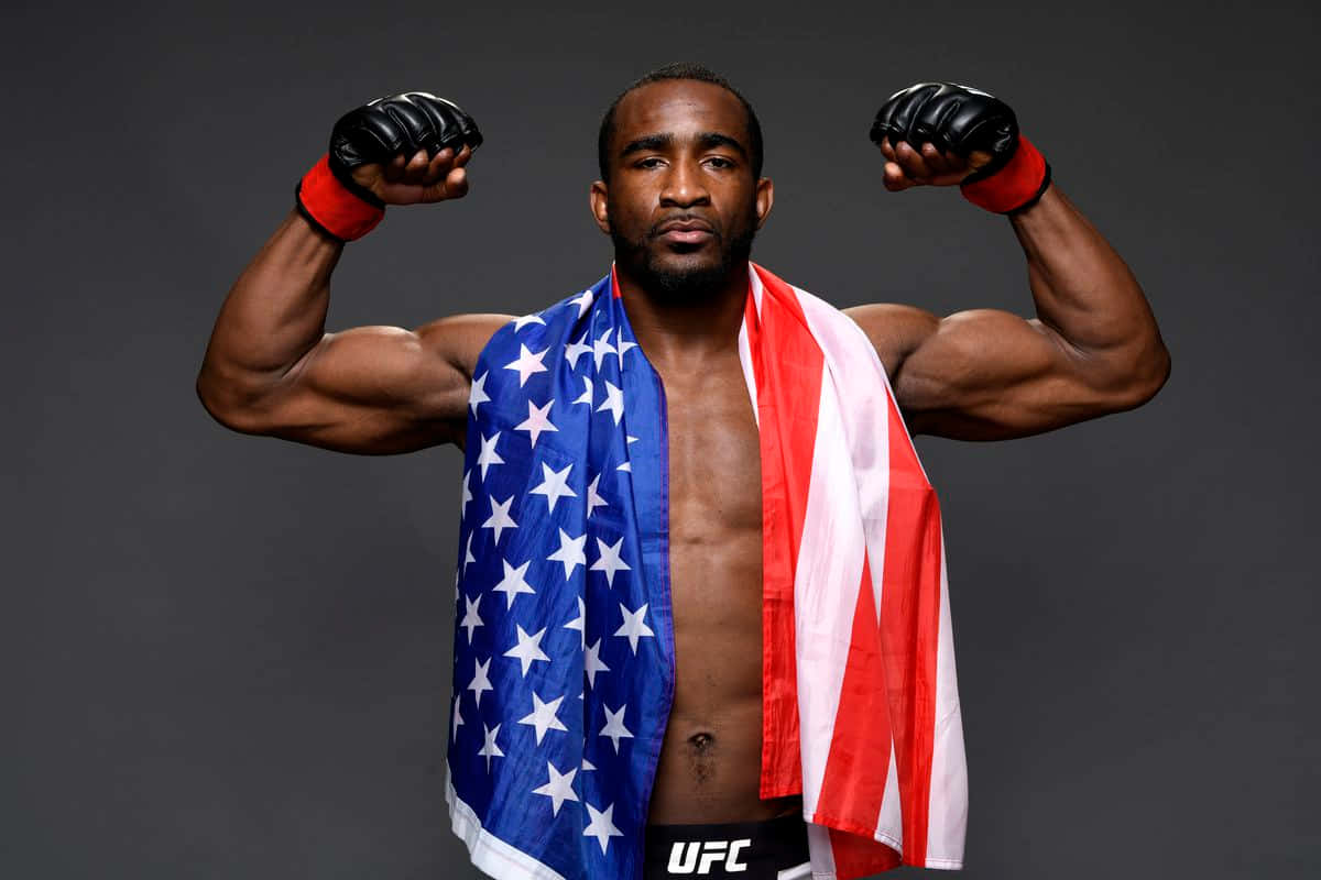 M M A Fighter American Flag Pose Background