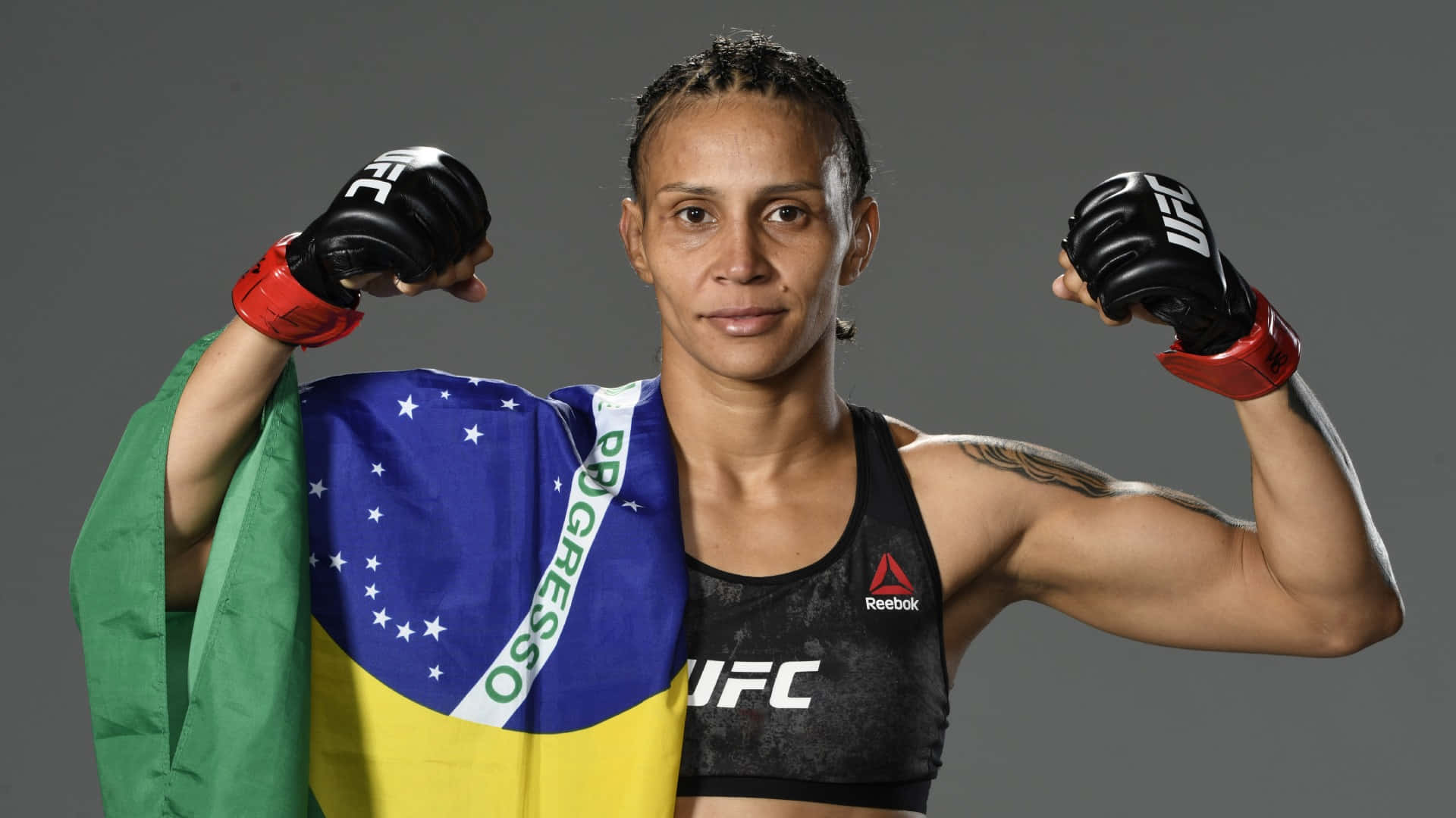 M M A Fighterwith Brazilian Flag Background