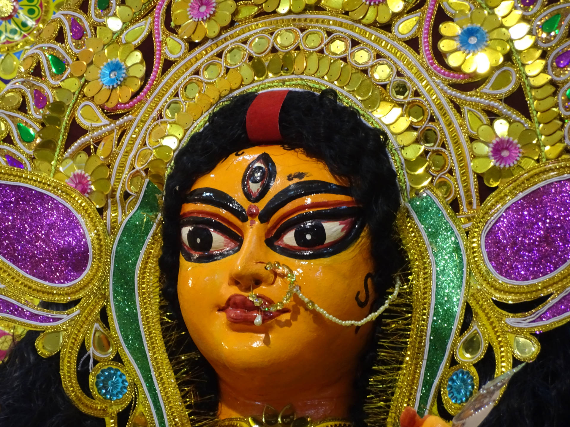 Maa Durga Closeup Look Background