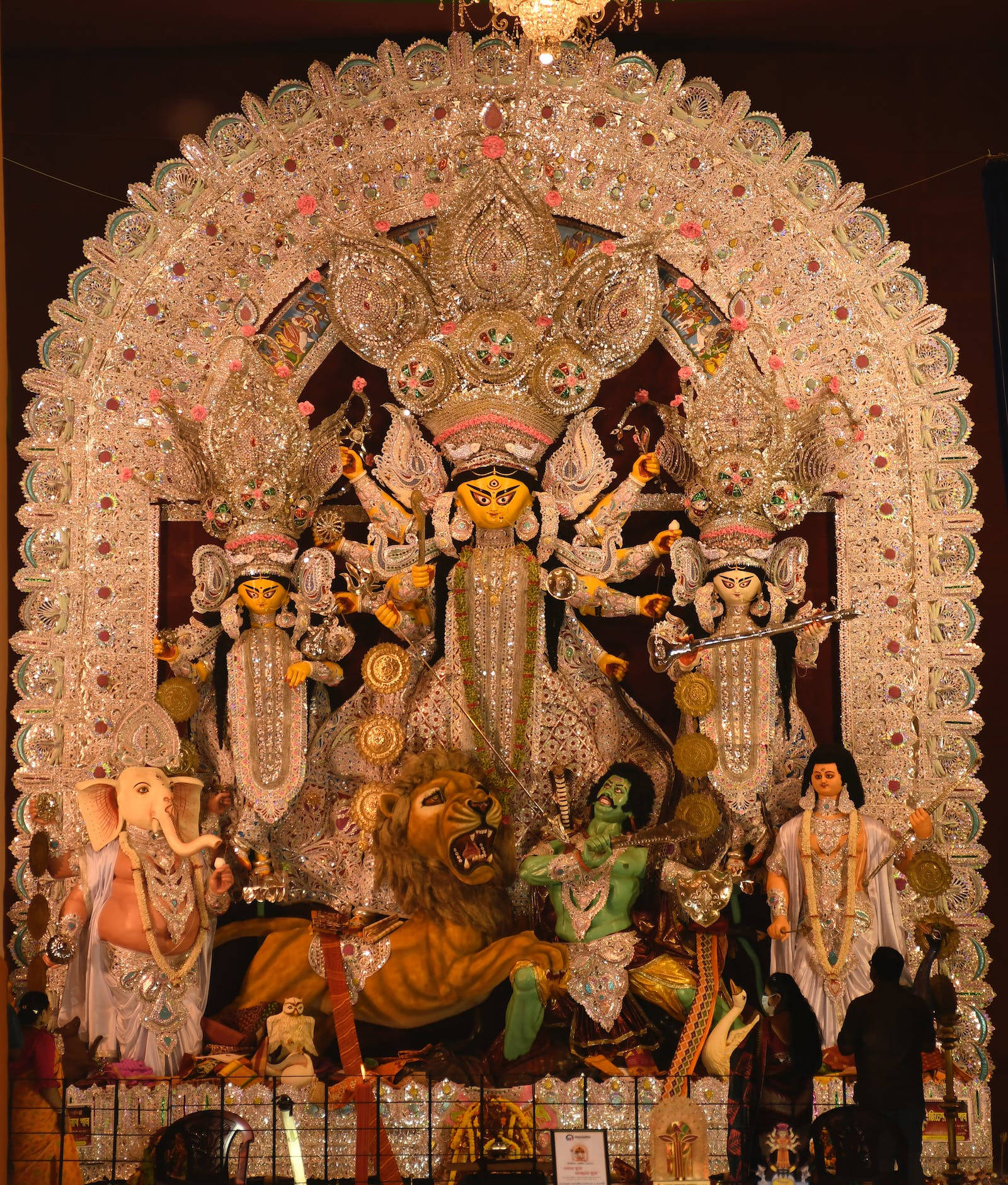 Maa Durga White Deity Statue Background