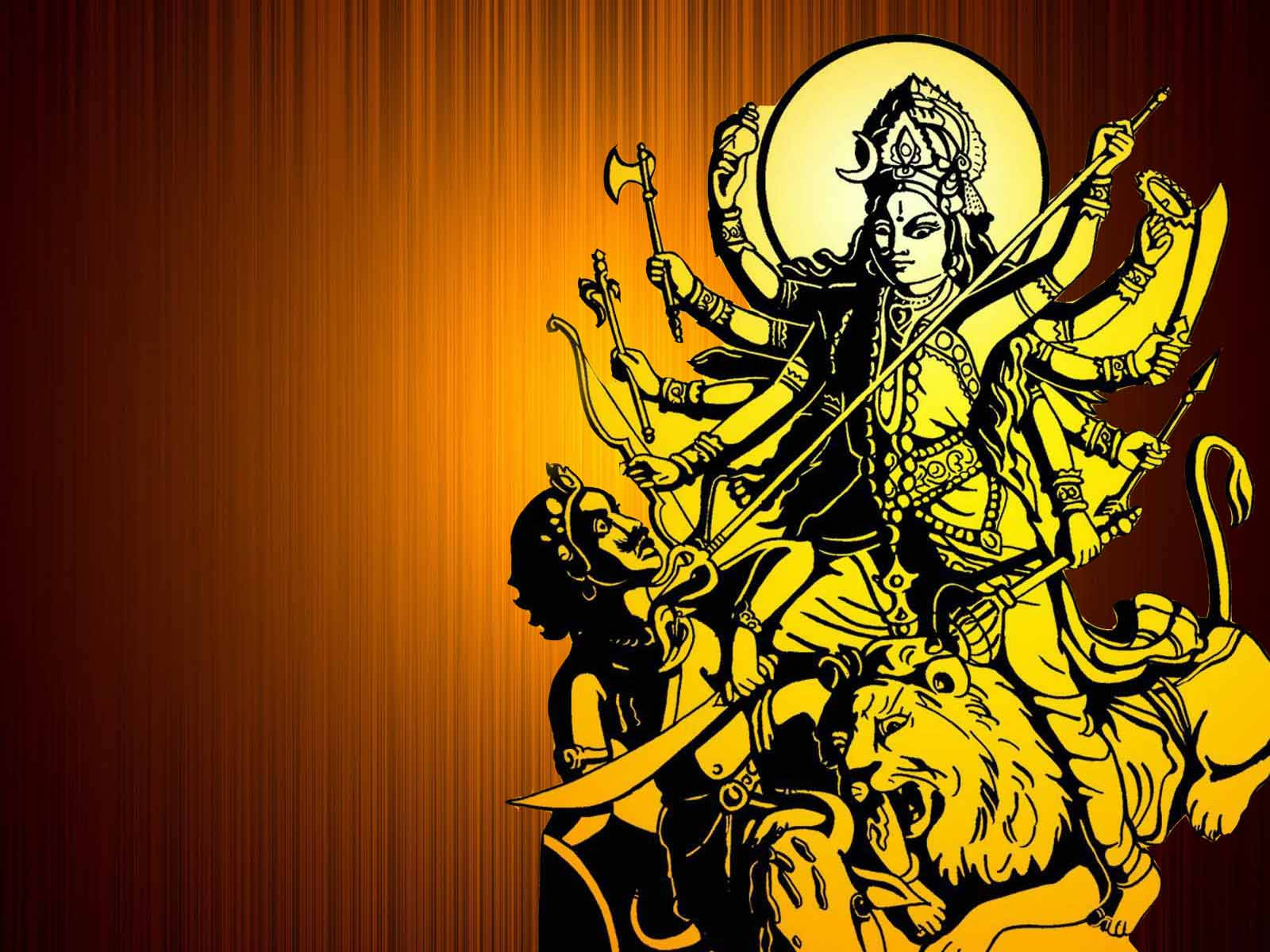 Maa Kali And Shiva Yellow Aesthetic Sketch On Orange