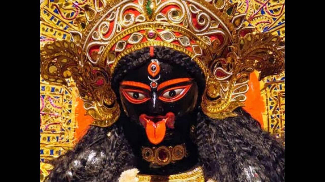 Maa Kali Black Statue Close-up Background