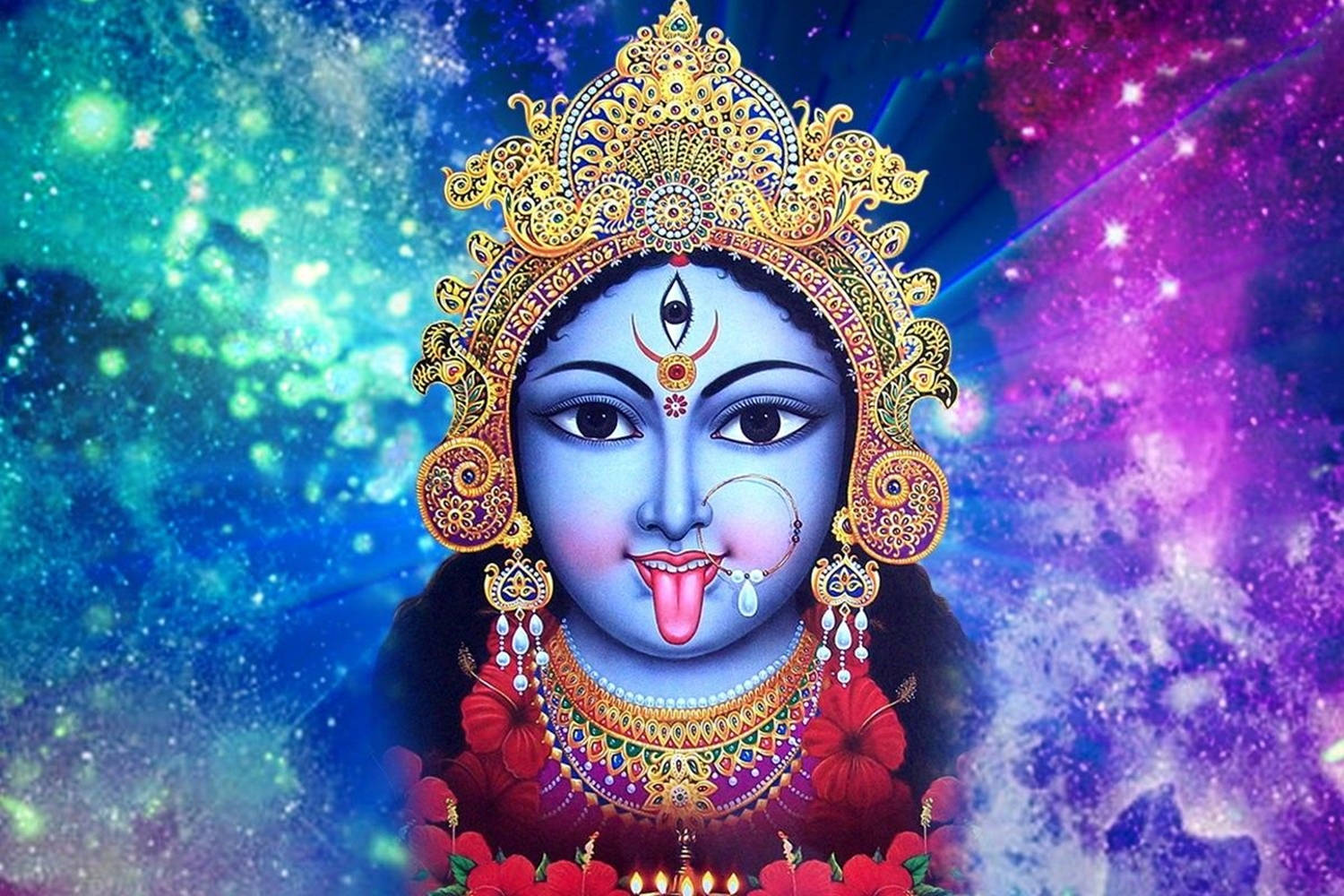 Maa Kali Galaxy Aesthetic Painting Background