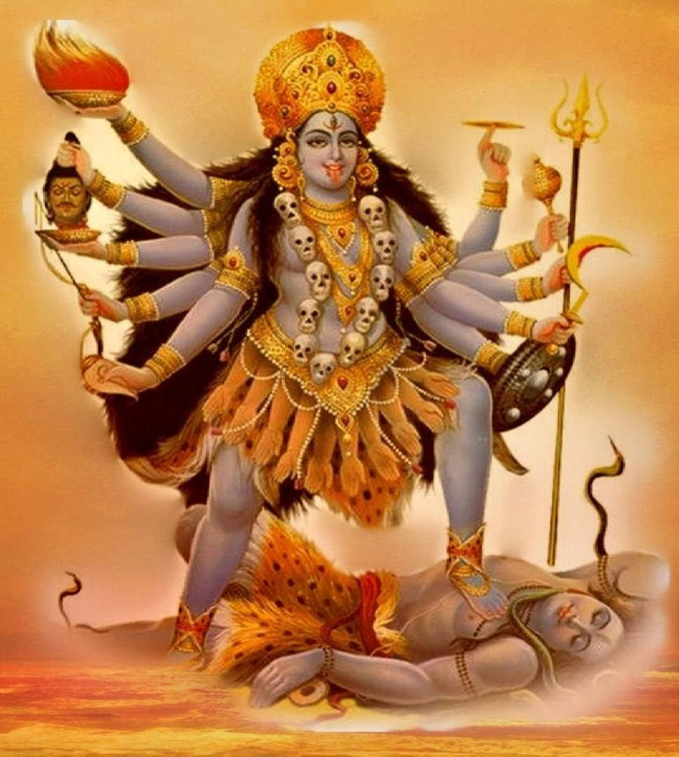 Maa Kali On Shiva Gold Aesthetic