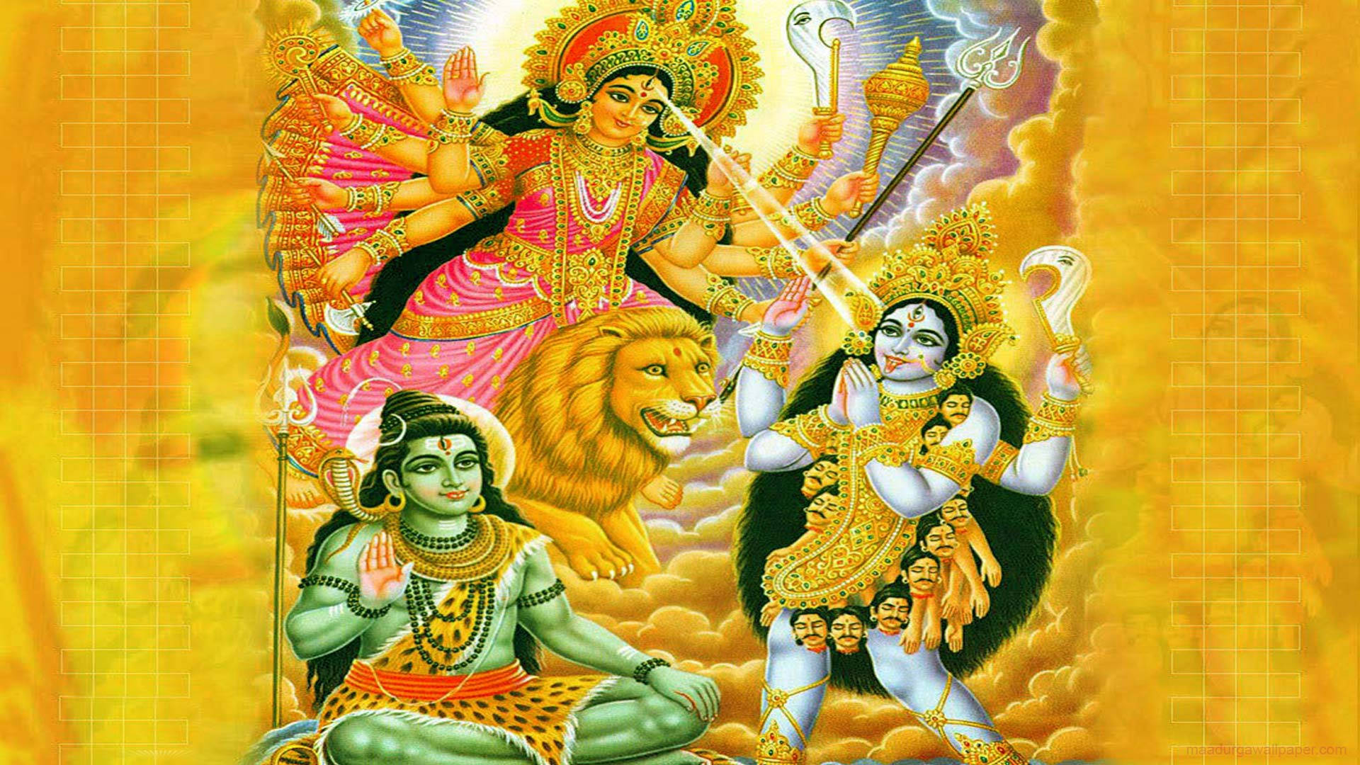 Maa Kali Orange Aesthetic With Gods