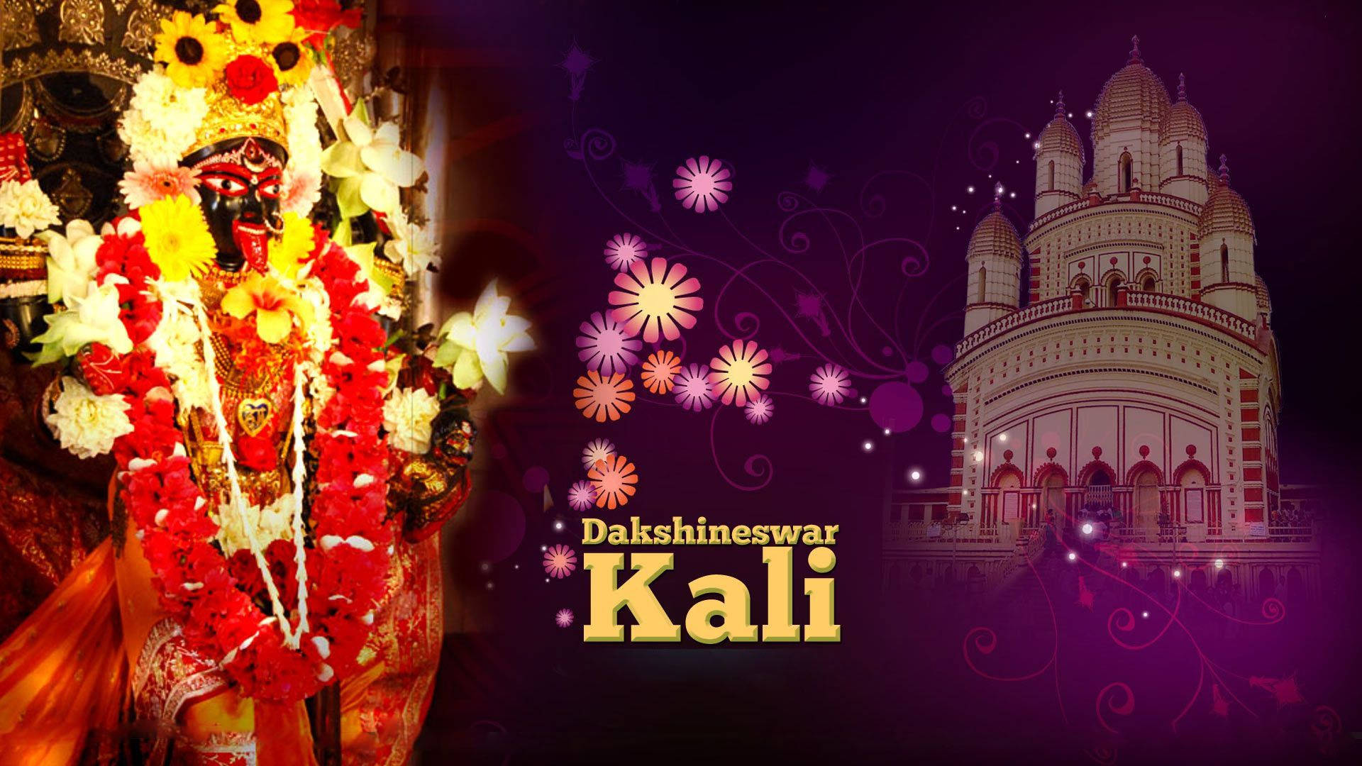 Maa Kali Statue And Temple Purple Aesthetic Background