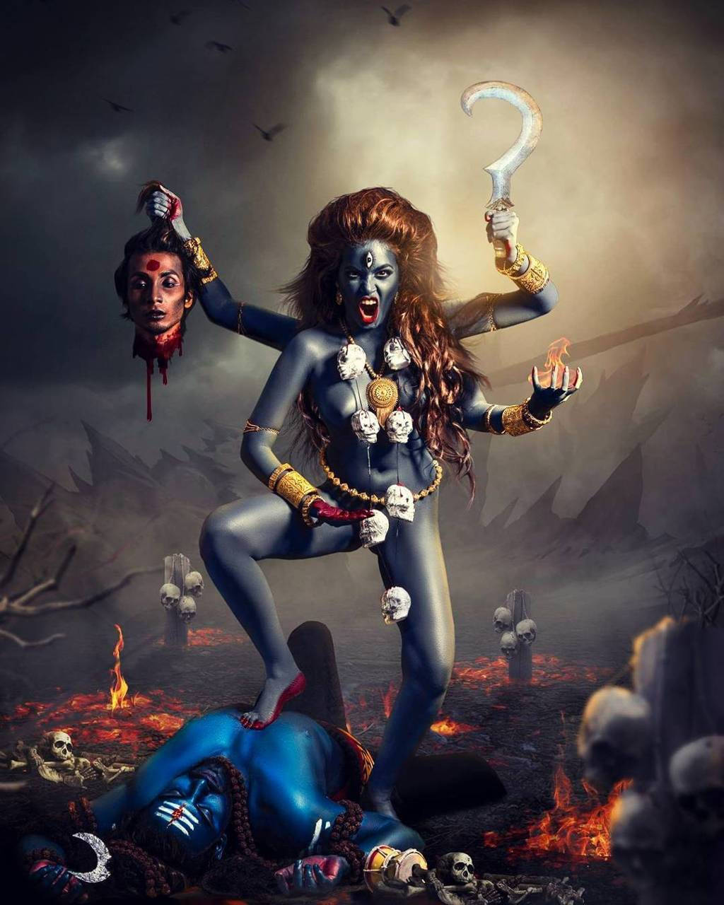 Maa Kali Stepping On Shiva Live-action