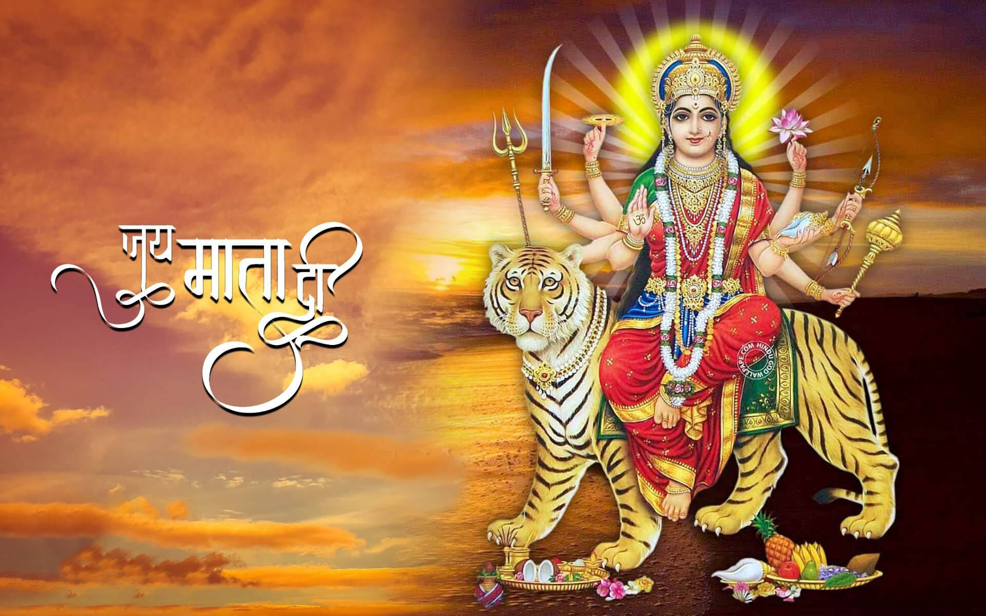Maa Sherawali Hindu Mother Goddess Background