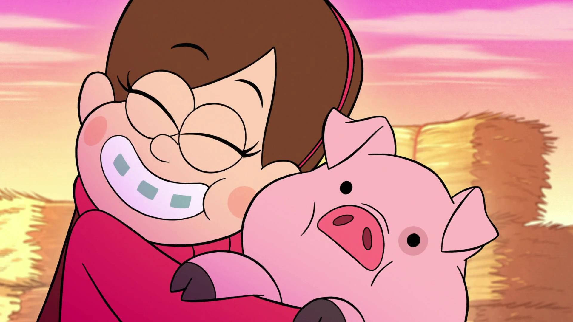 Mabel Embracing Waddles Background