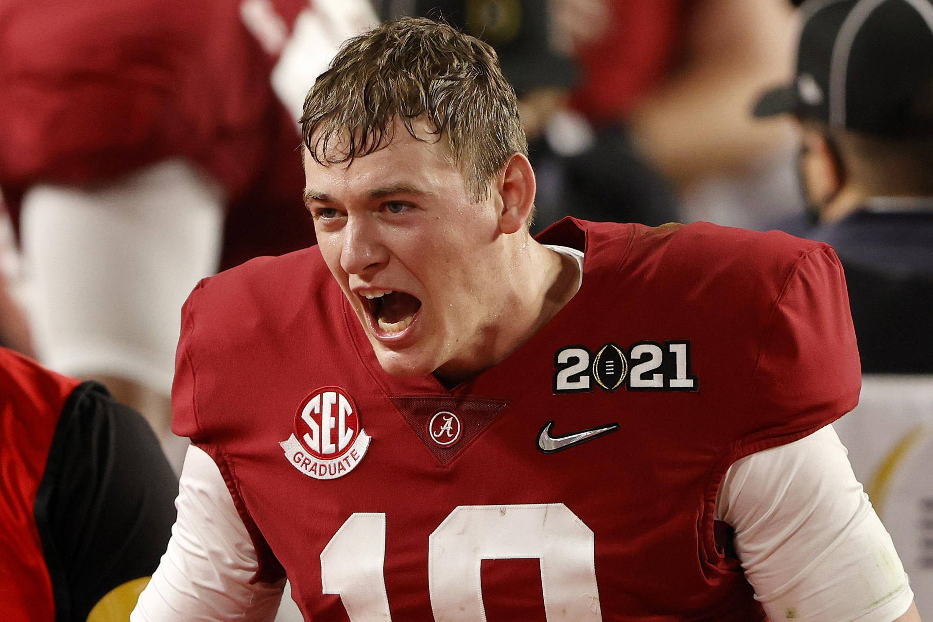 Mac Jones, Quarterback For Alabama Crimson Tide, Prior To A Game. Background