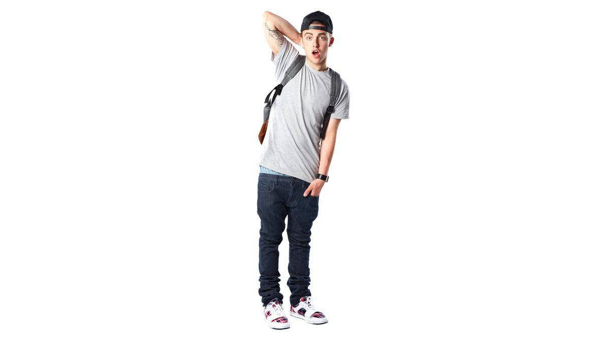 Mac Miller With Backpack On White Background Background