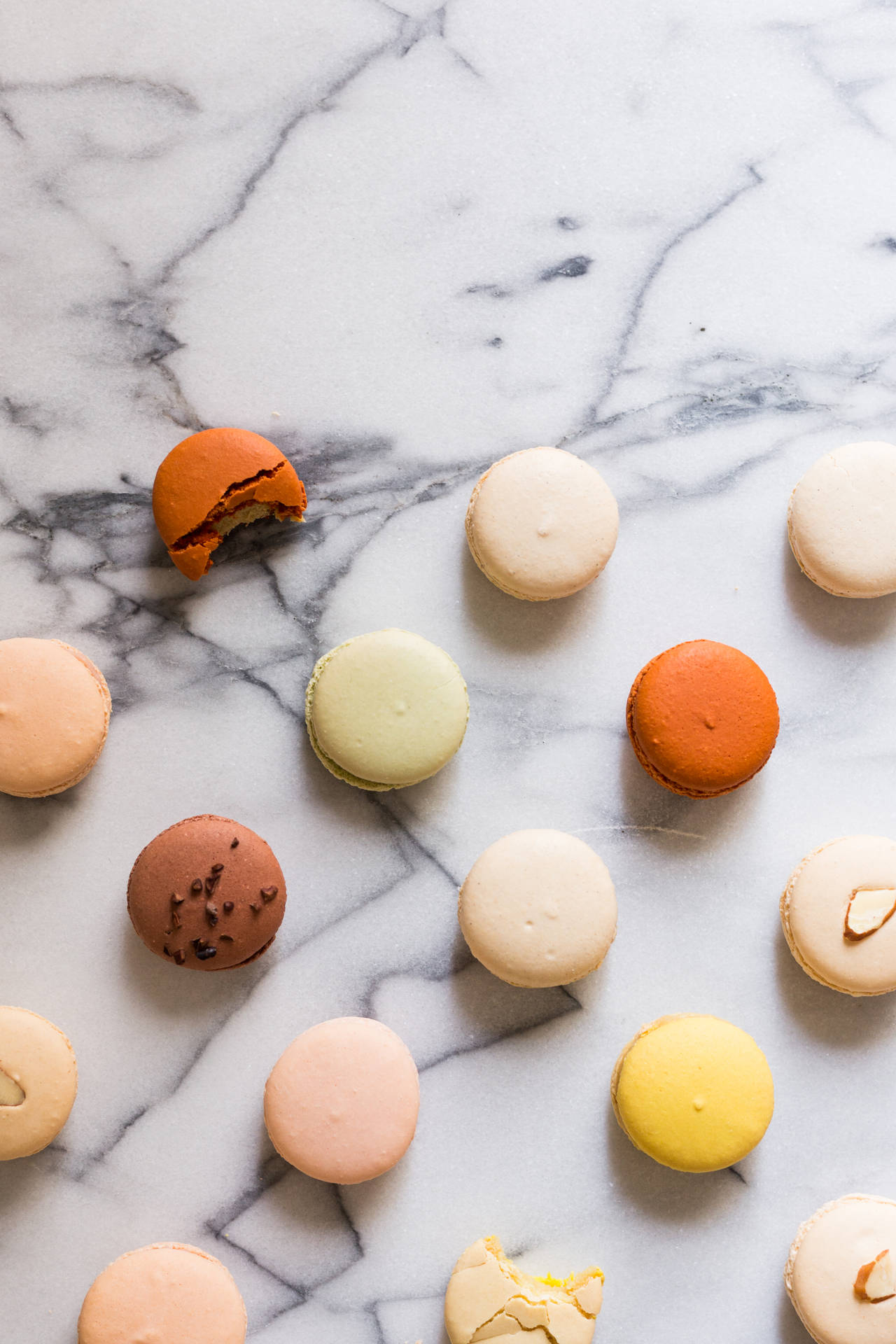 Macarons Pastry On Marble Background