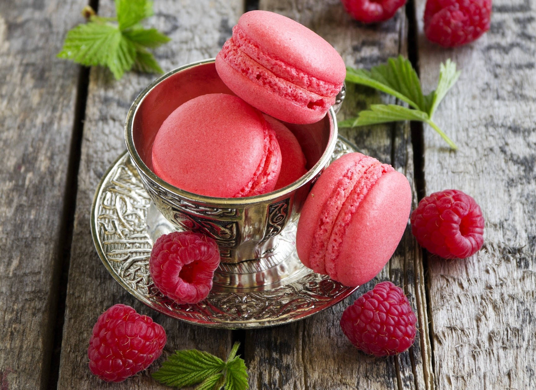 Macaroon And Red Raspberries