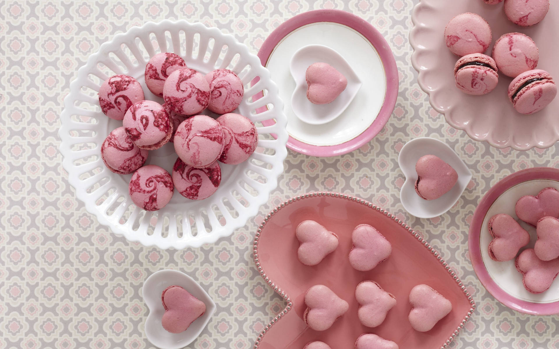 Macaroon Cookies In Pink Background