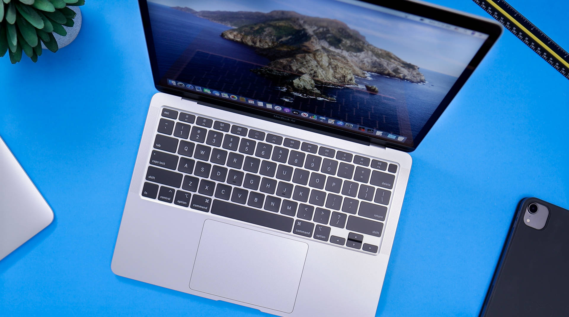 Macbook Air 2020 Blue Surface Background