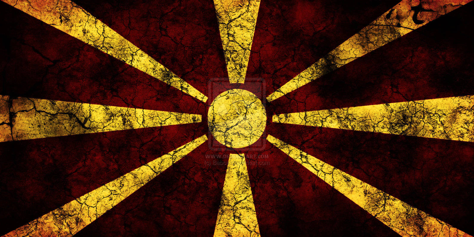 Macedonia Flag With Rock Texture Background