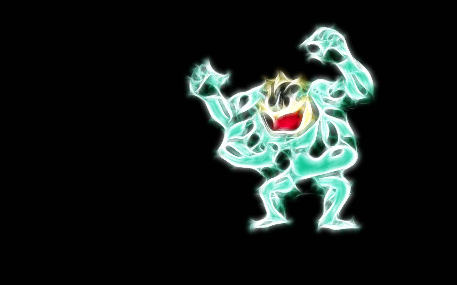 Machamp Glowing Green Aesthetic Background