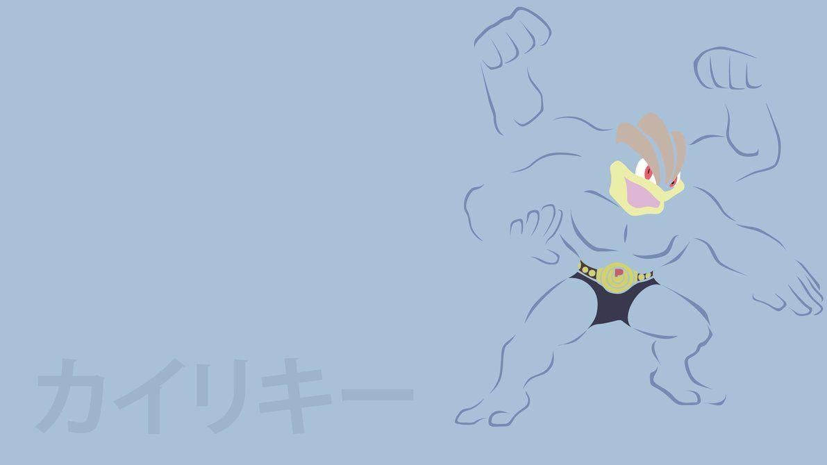 Machamp Outline Gray Background Japanese Background