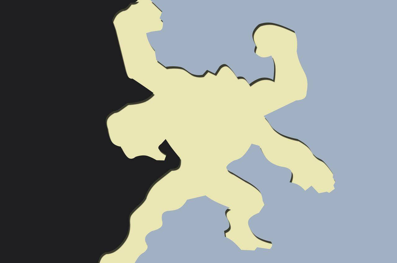 Machamp Silhouette Black Gray Background Background