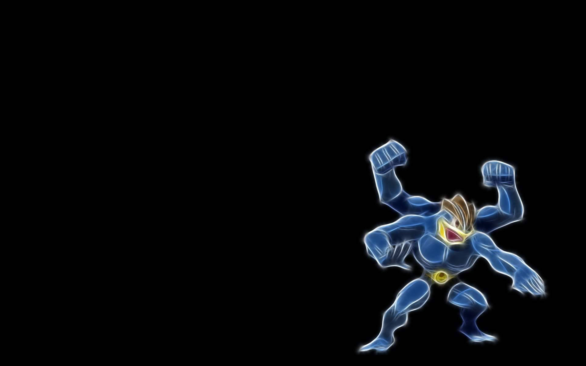 Machamp Strong Glow Black Background Background