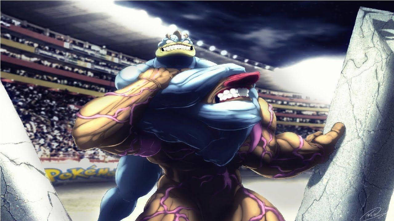 Machamp Wrestling With Conkeldurr Background