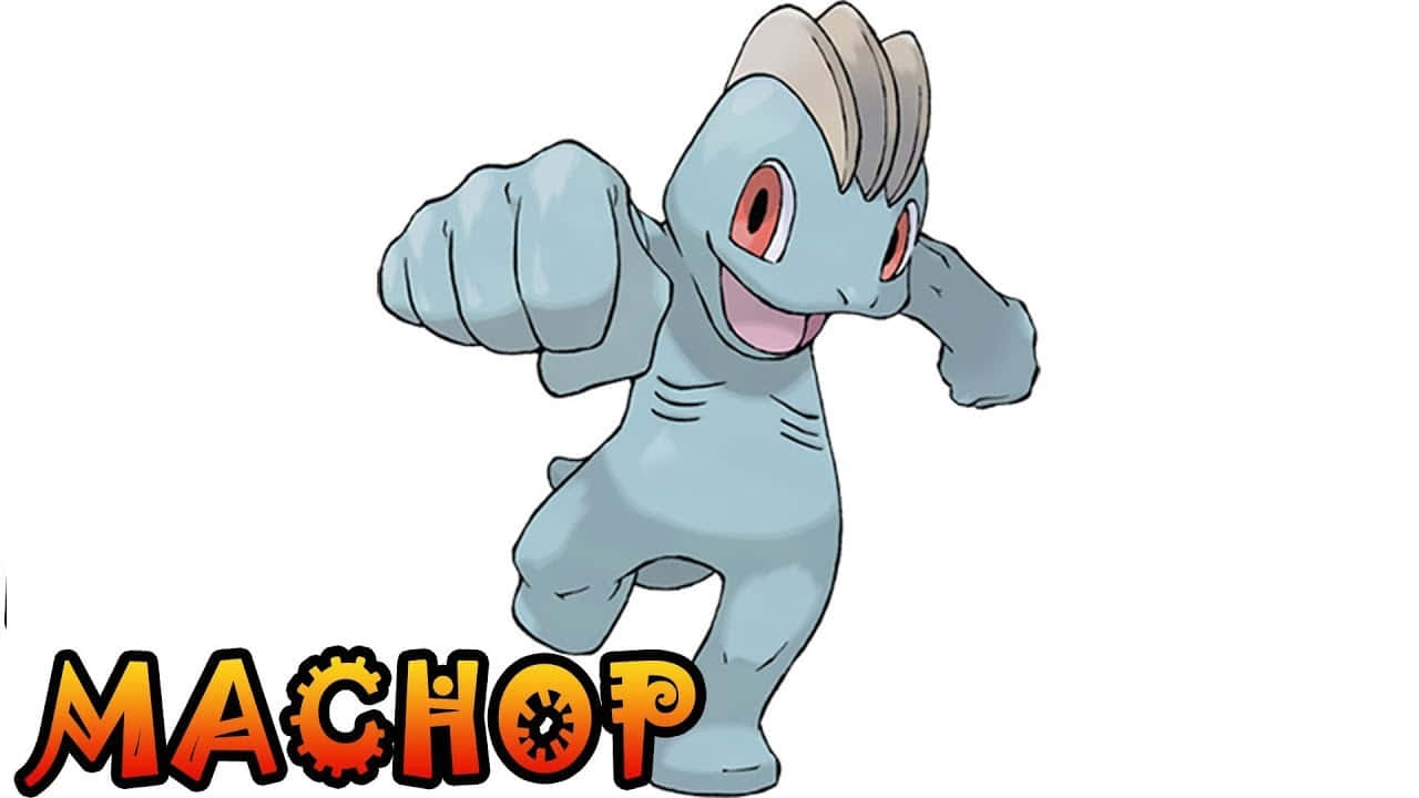 Machop Illustration With Name White Background Background