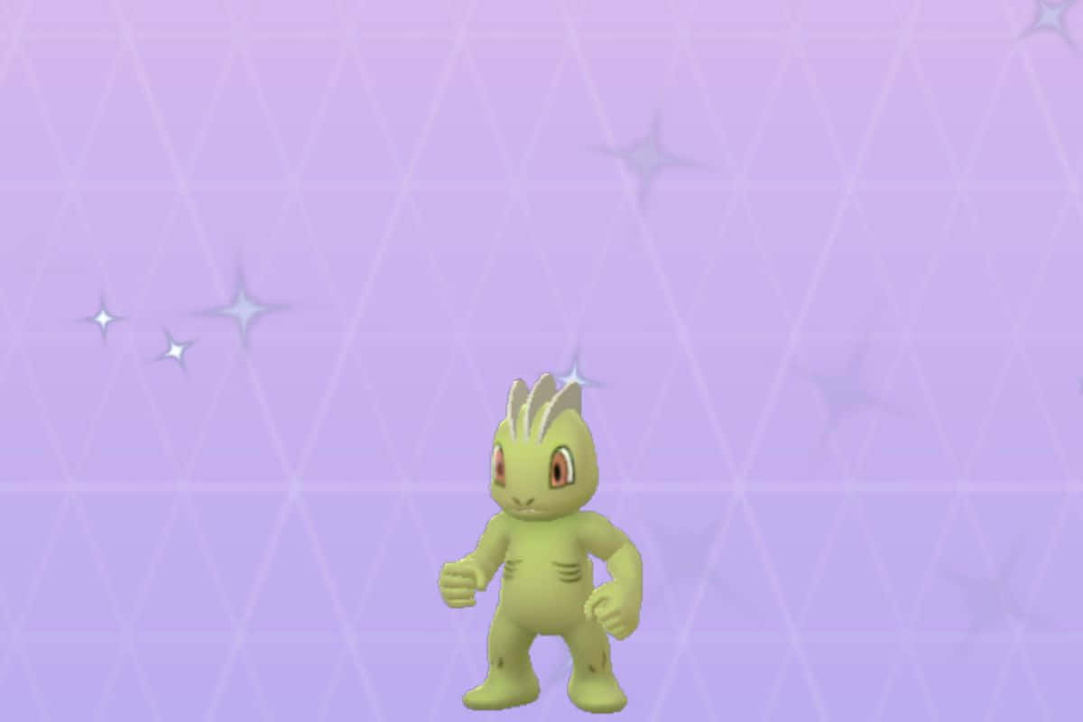 Machop On Sparkly Purple Background Background