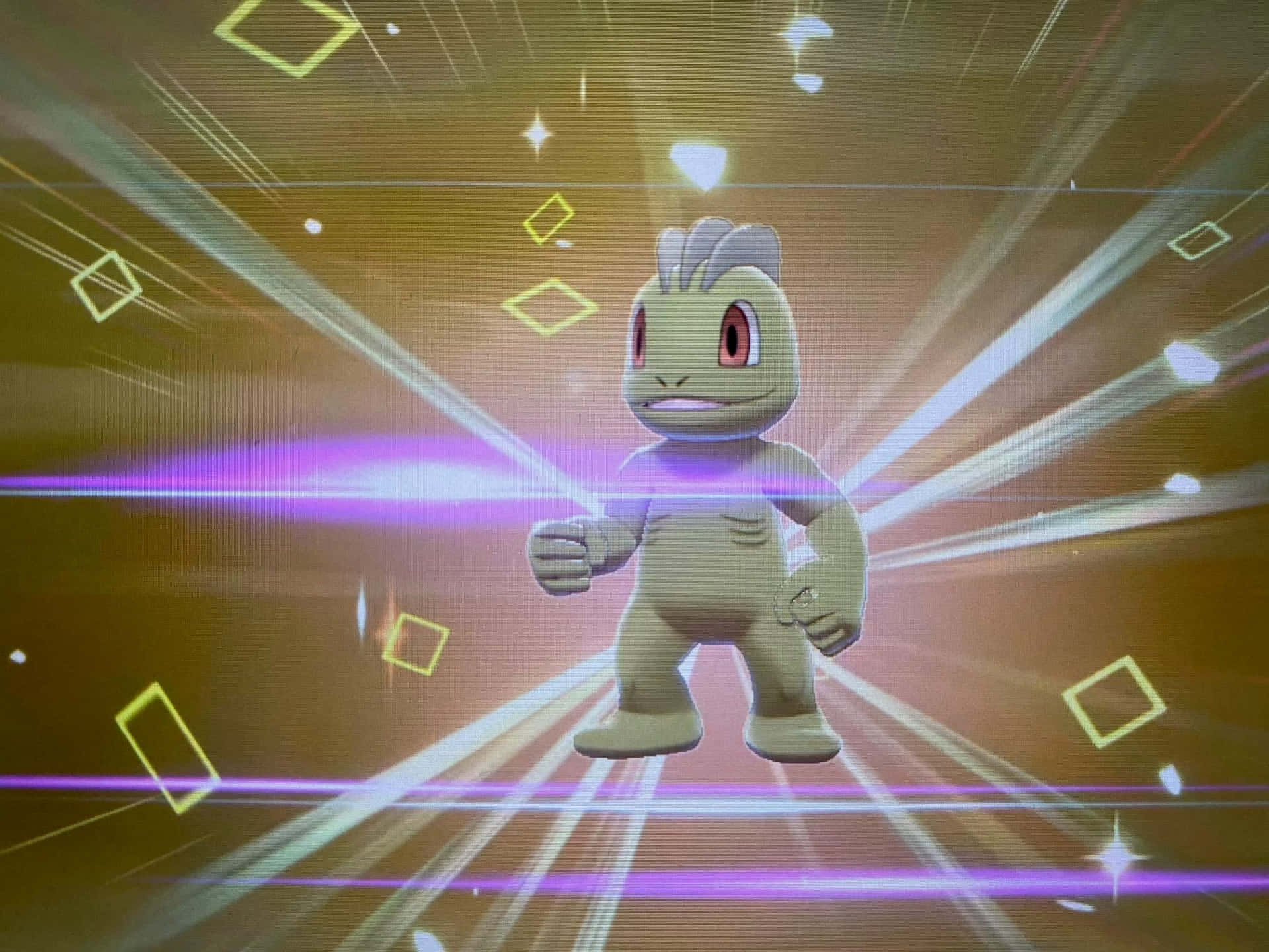 Machop Pokemon With Geometric Background Background