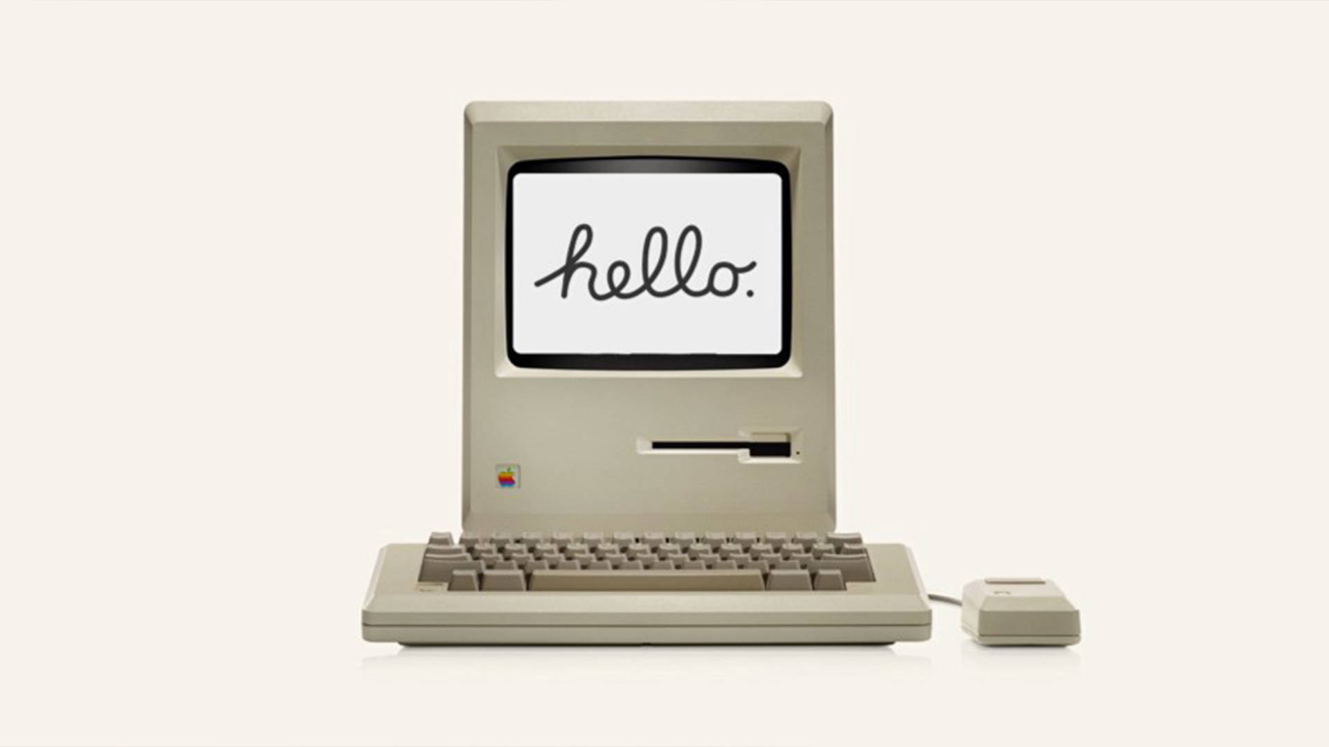 Macintosh Computer With Hello Greeting Background