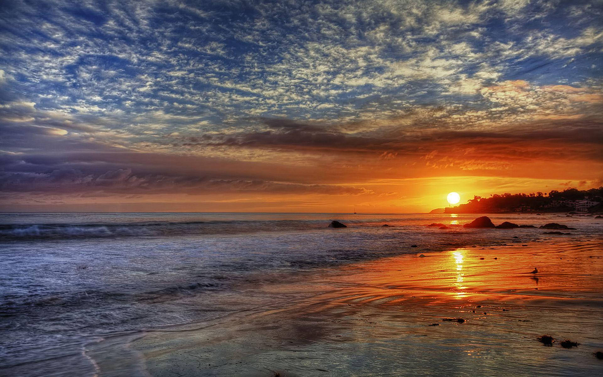 Mackerel Sky Over Malibu Beach Background