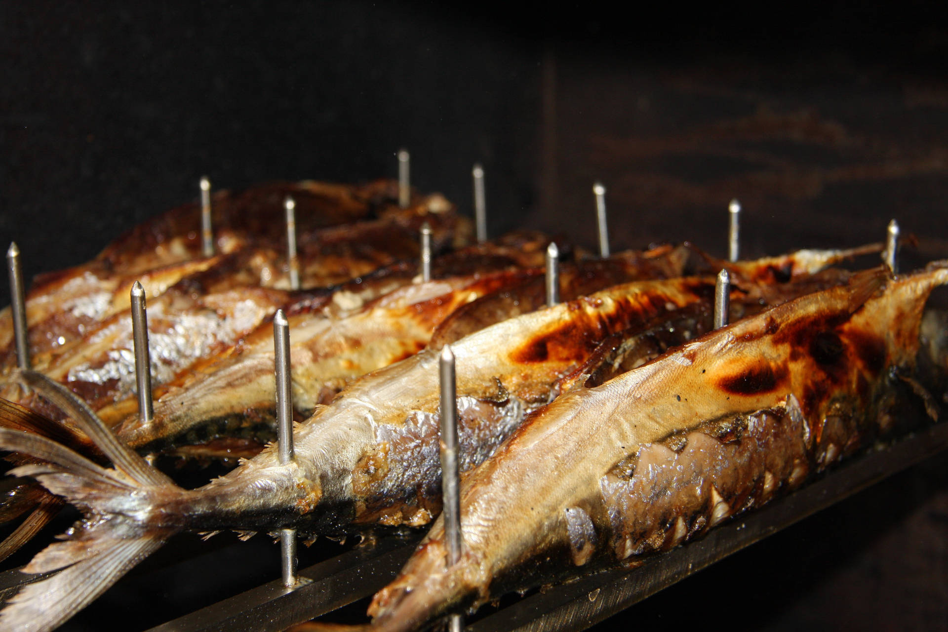 Mackerel With Metal Grill Sticks