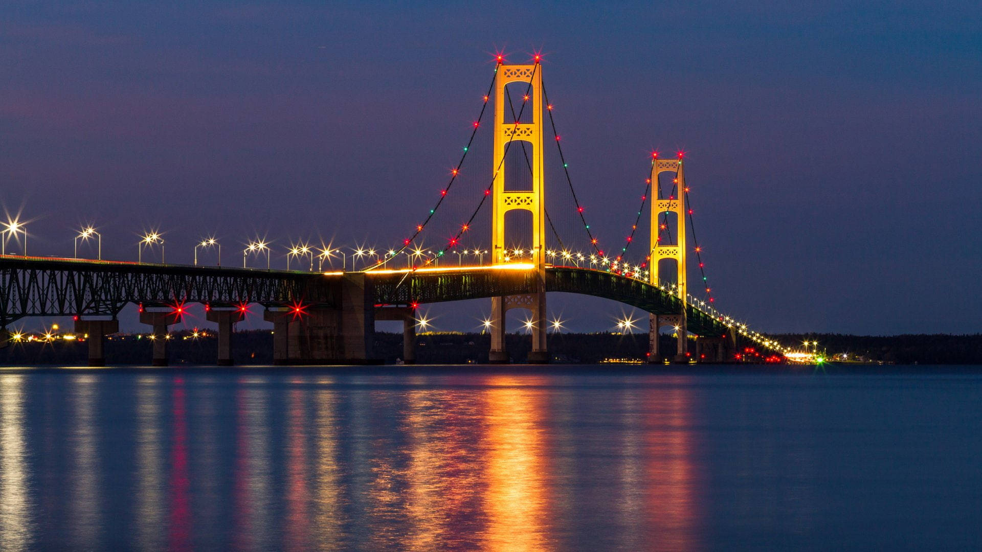 Mackinac Bridge At Night