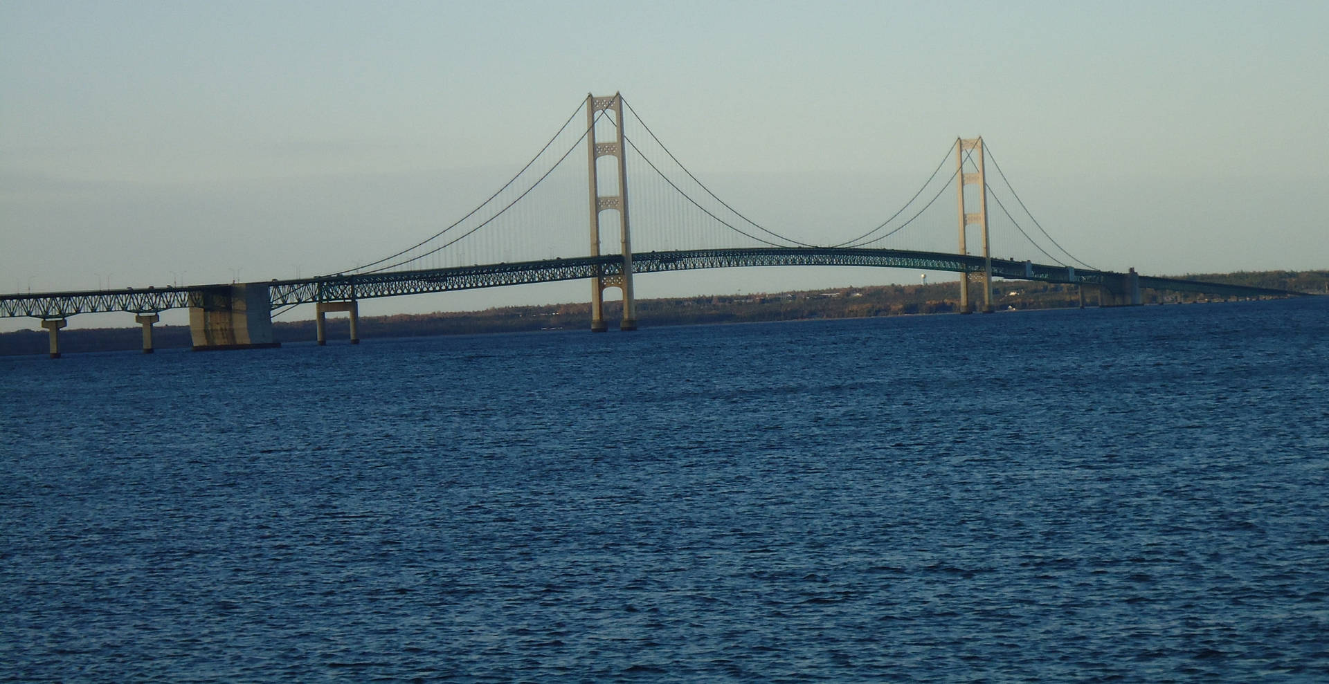 Mackinac Bridge From Afar Background