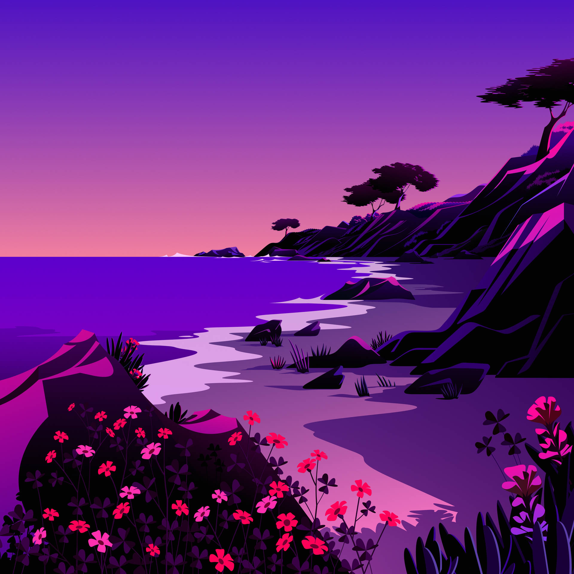 Macos Big Sur Purple Beach Background
