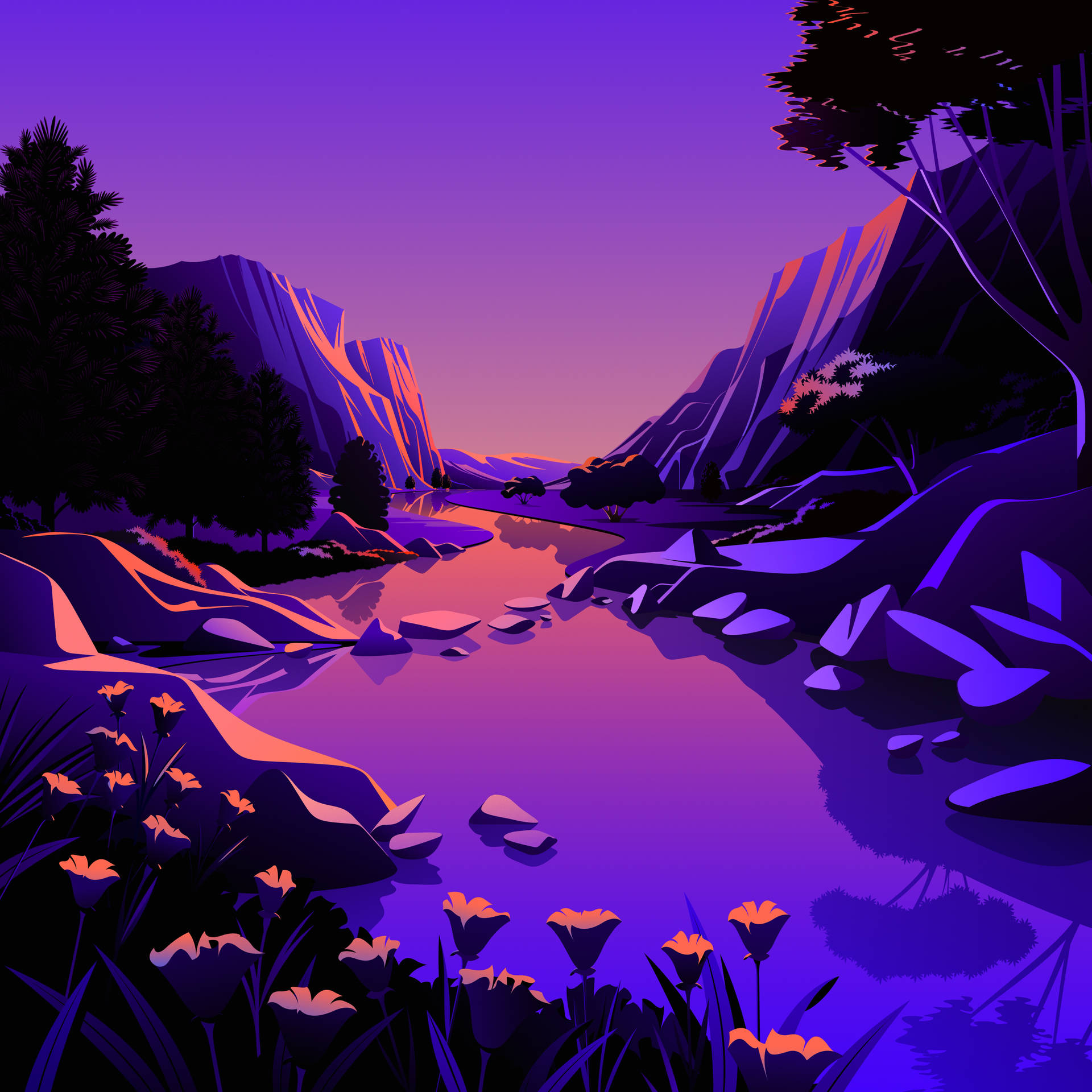 Macos Big Sur Purple Lake Background