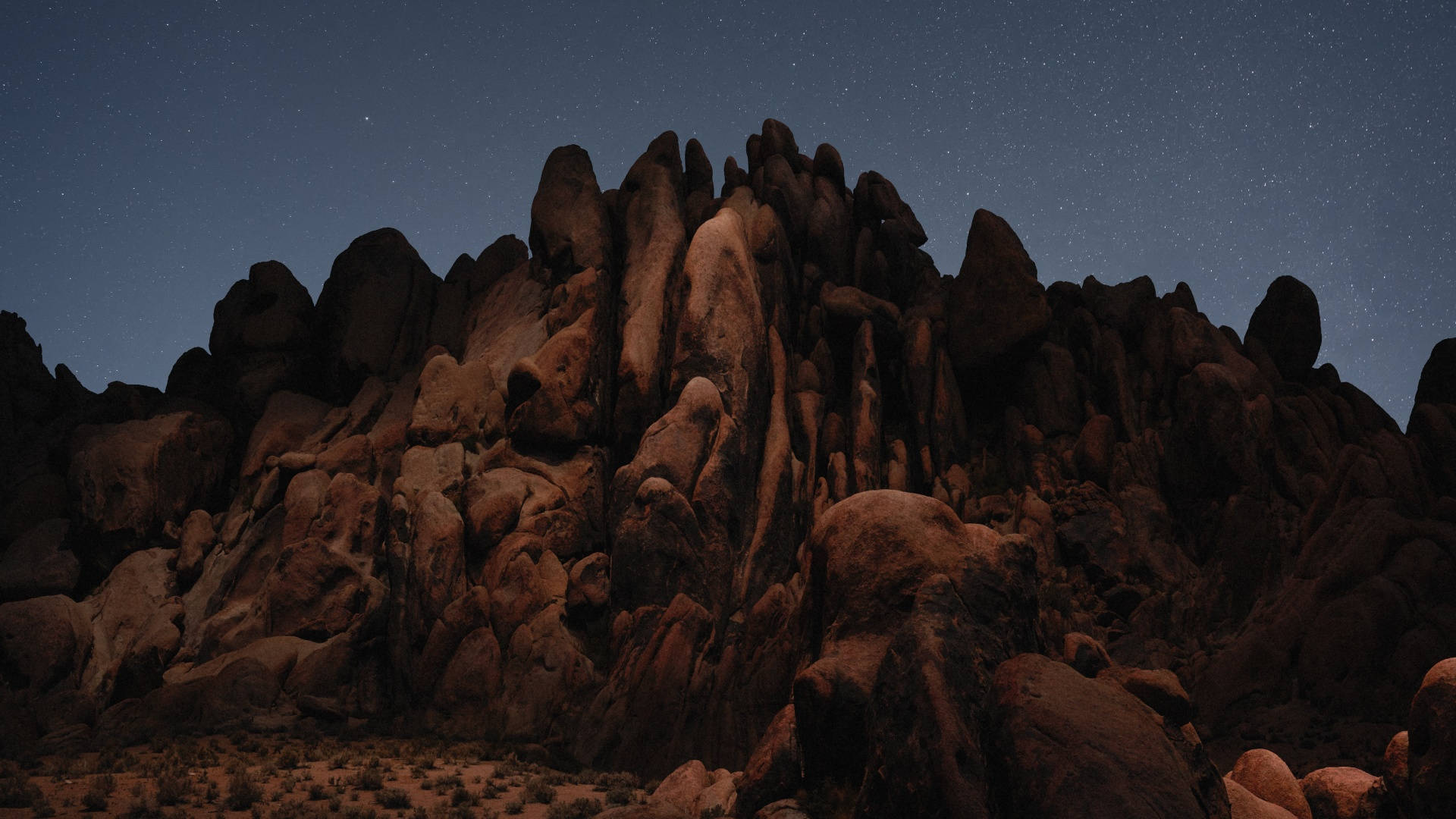 Macos Mojave Dark Desert Boulders Background