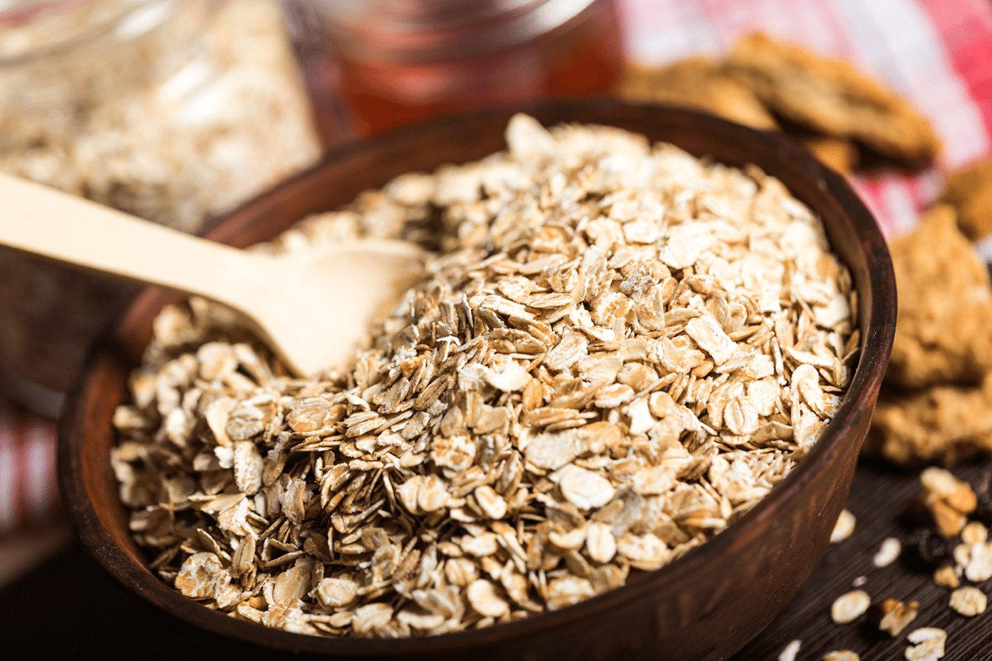 Macro Shot Of Rolled Oats Background