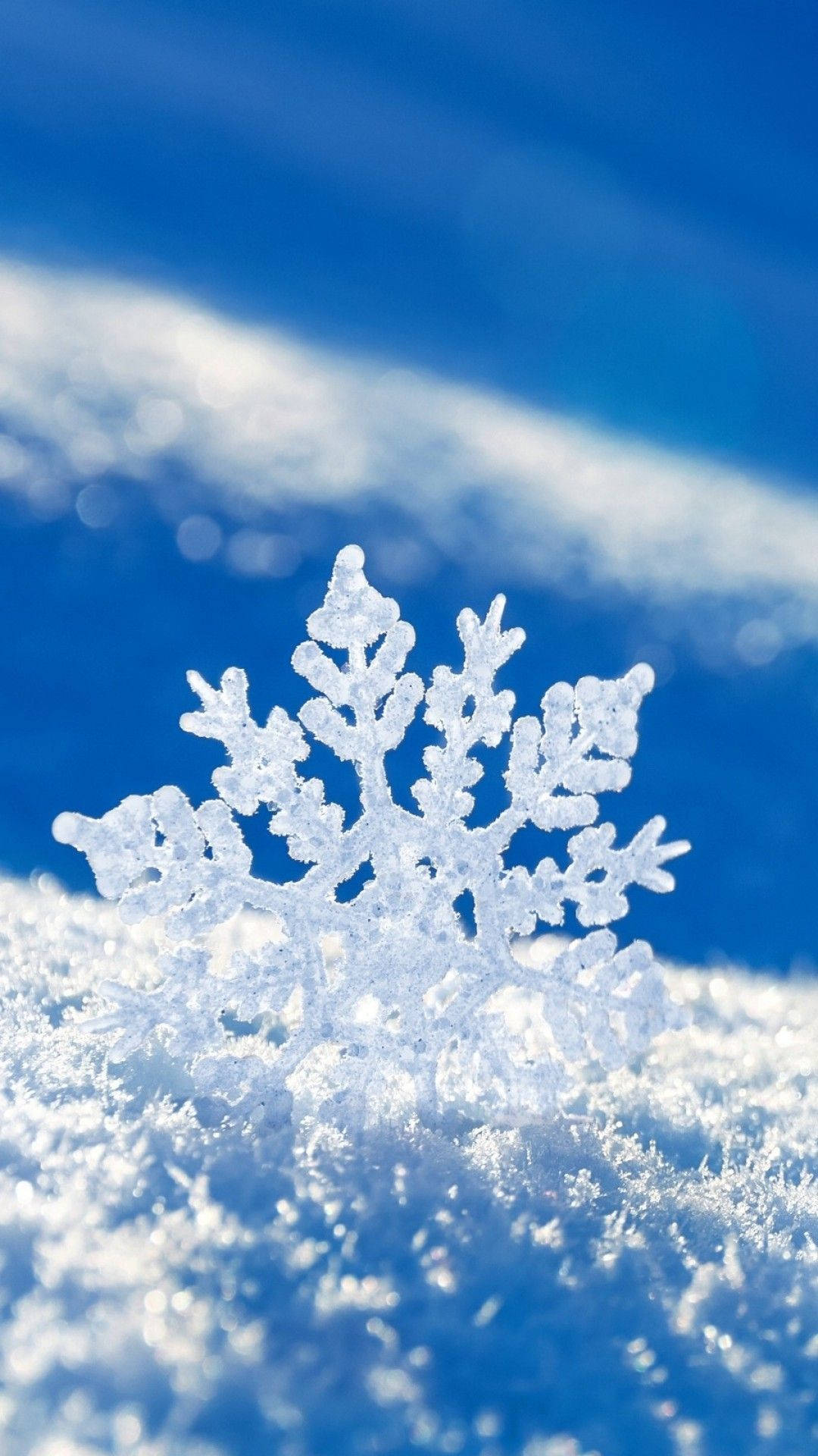 Macro Shot Of White Snowflake Background